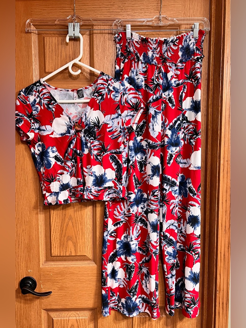 Love By Design Red Floral Wide-Leg Pant Set